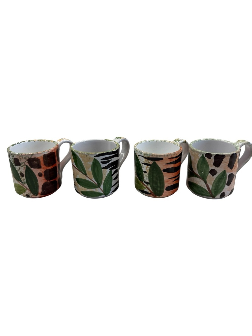 Bellini Warnecke Italy Safari Animal Print Mug Set Zebra Tiger Giraffe Cheetah